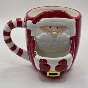 Burton + Burton Santa Claus Christmas Mug 3D Ceramic Candy Cane Handle Ho Ho Ho